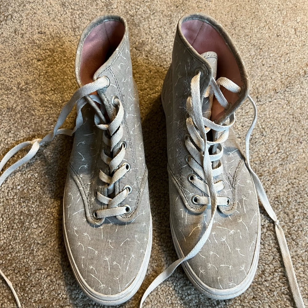 VGUC Vans high tops gray w/ dandelions